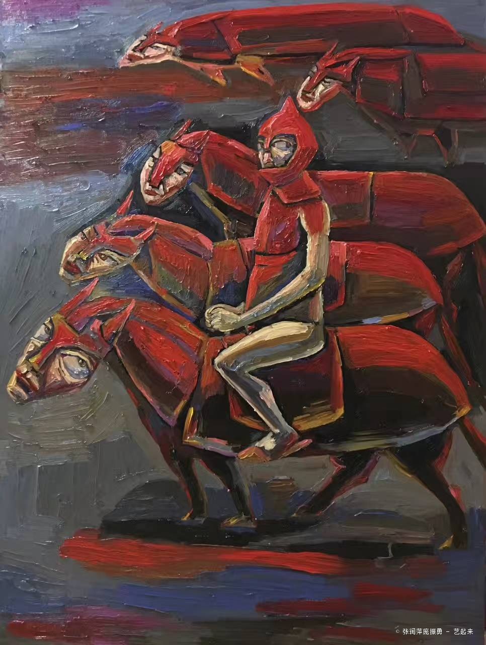 张润萍油画《矮脚马》
