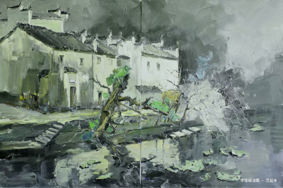 烟雨江南,李连峰油画 2016年布面油画 衍艺圈 topart.