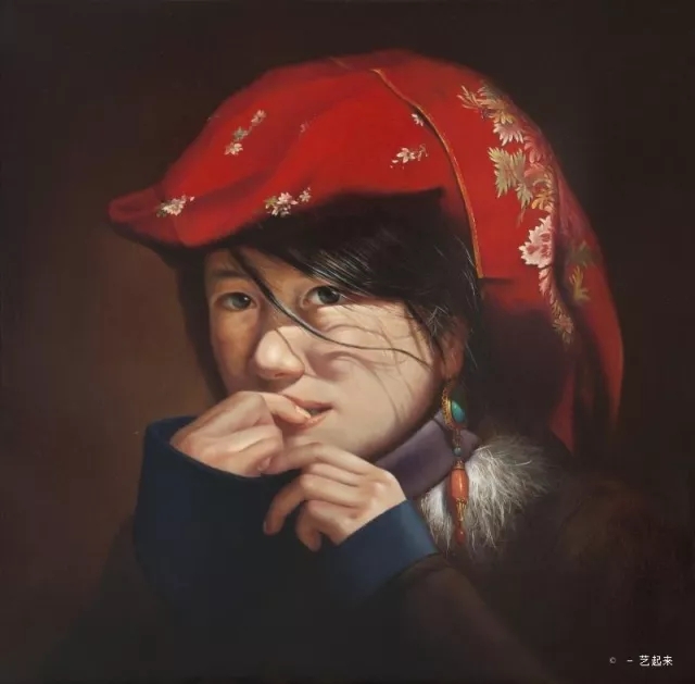 11 游光金 《红头巾女孩》 布面油画 60×60 cm 2017年.webp.jpg