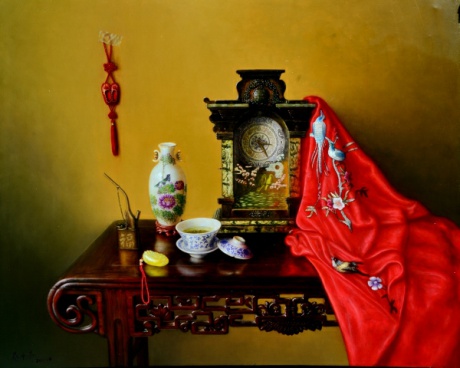 《茶与丝绸》100x80cm油画2015年7月作
