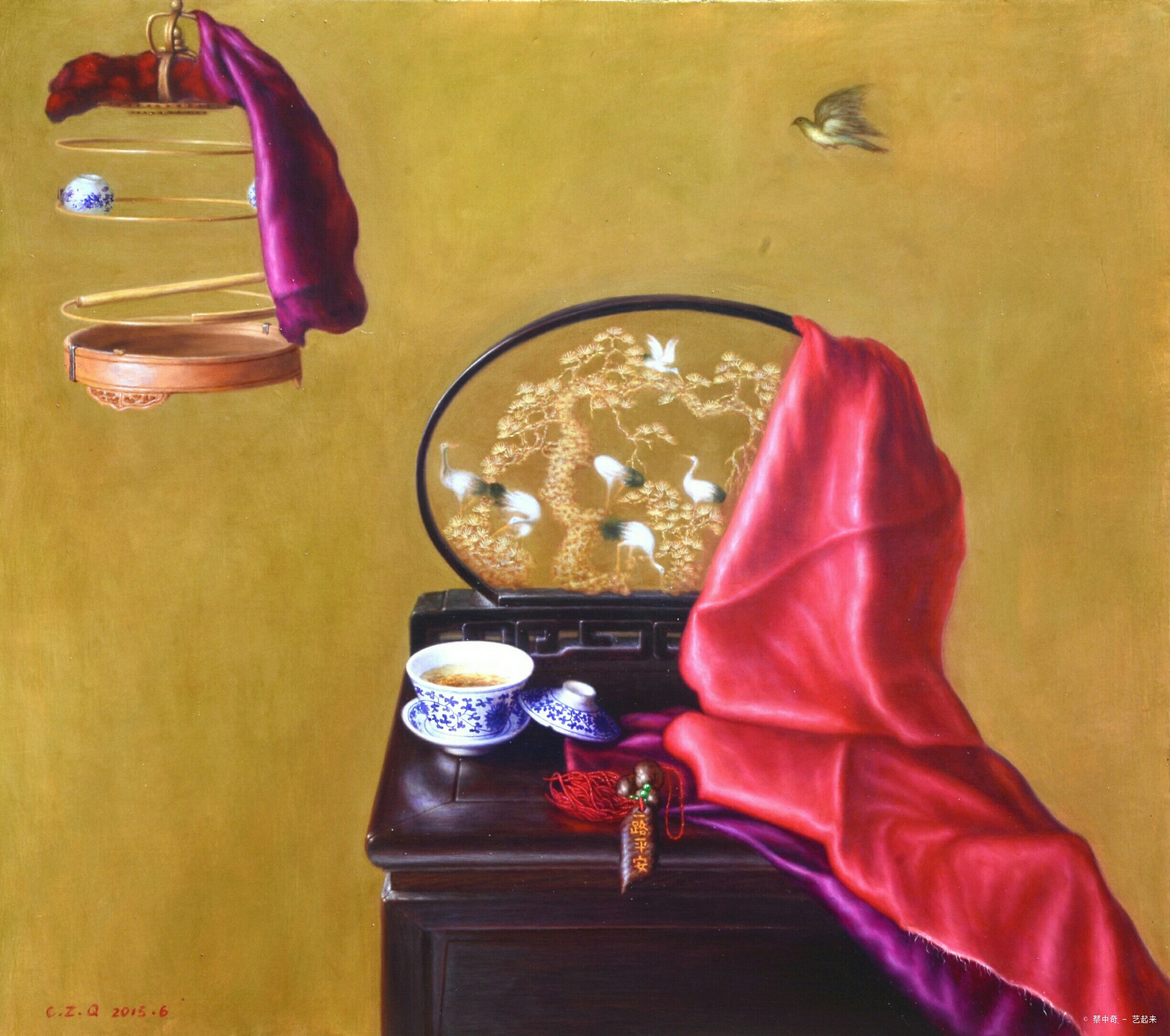 《茶与丝绸（二）》60x80cm油画2015年作