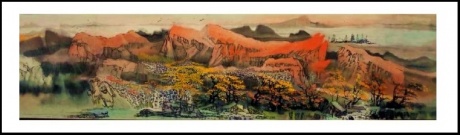 温东伟22岁国画作品《峯岚珍霞图》