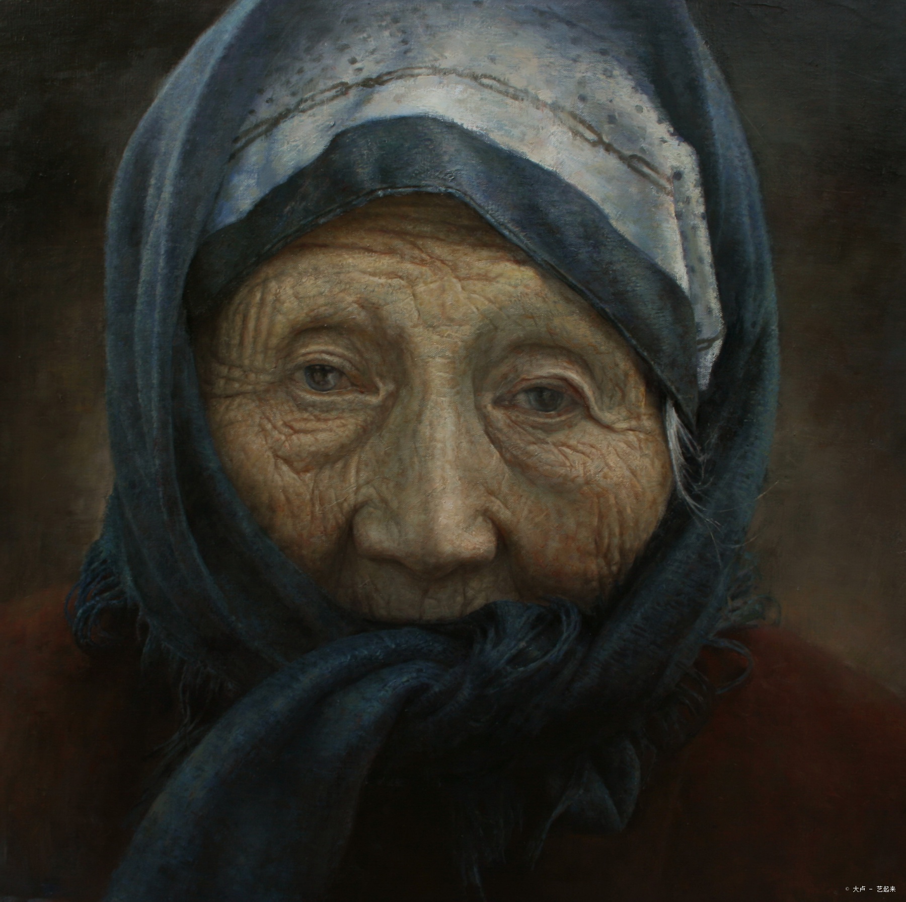 老人肖像,大卢, 2016年布面油画 