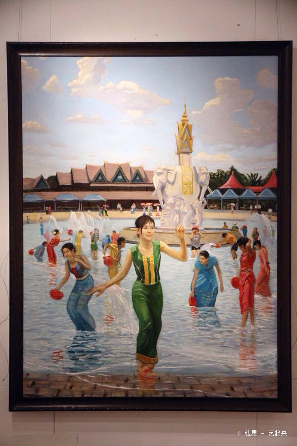 《傣族园的泼水节》,宋弘星, 2011年布面油画 