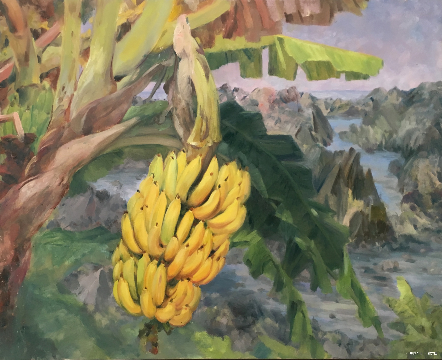 香蕉林之四,李喻, 2020年布面油画 