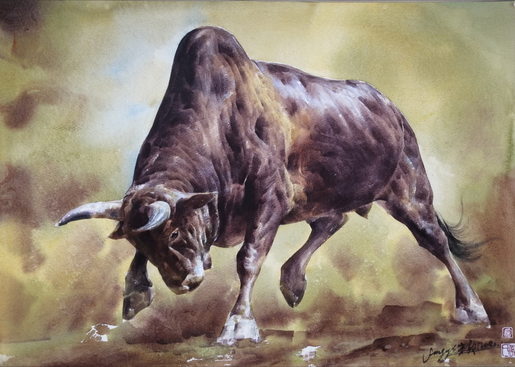拓荒牛手绘图片